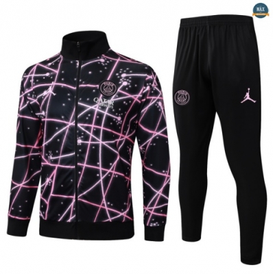 Maxmaillots Veste Survetement Enfant PSG 2025/26 Noir/Rose Pas Chere