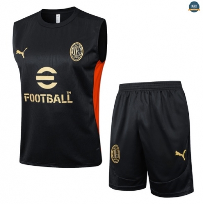 Maxmaillots Training AC Milan Ensemble Short Débardeur 2025/26 Noir/Rouge Pas chèr