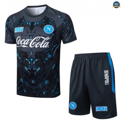 Maxmaillots Training Naples + Short 2025/26 Gris foncé/Noir/Bleu personnalisé