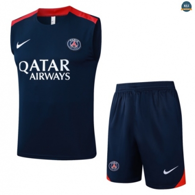 Maxmaillots Training PSG Ensemble Short Débardeur 2025/26 Bleu Marine/Rouge Pas chèr