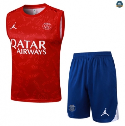 Maxmaillots Training PSG Ensemble Short Débardeur 2025/26 Rouge/Bleu Pas chèr