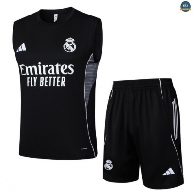 Maxmaillots Training Real Madrid Ensemble Short Débardeur 2025/26 Noir/Blanc Pas Chere
