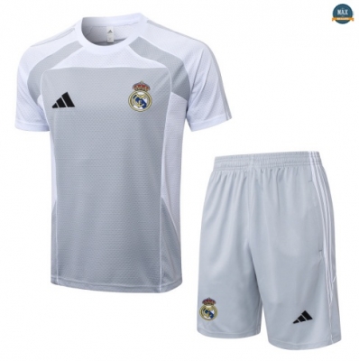 Maxmaillots Training Real Madrid + Short 2025/26 Gris/Blanc Pas Chere