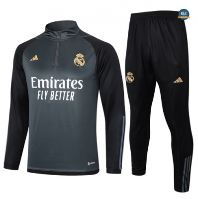 Nouveaux Max Survetement Enfant Real Madrid 2024/25 gris foncé pas cher fiable