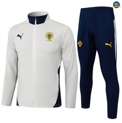 Maxmaillots Veste Survetement Portugal 2025/26 Blanc/Bleu Marine Pas Chere