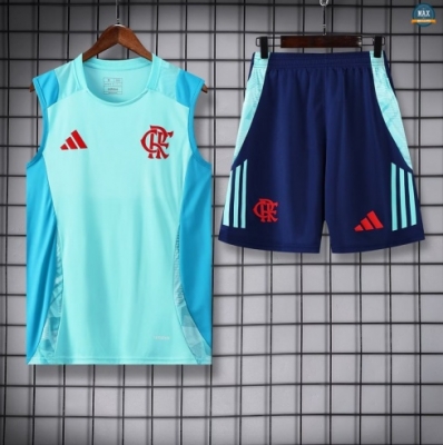 Maxmaillots Training Flamengo Ensemble Short Débardeur 2025/26 Bleu Clair Pas Chere