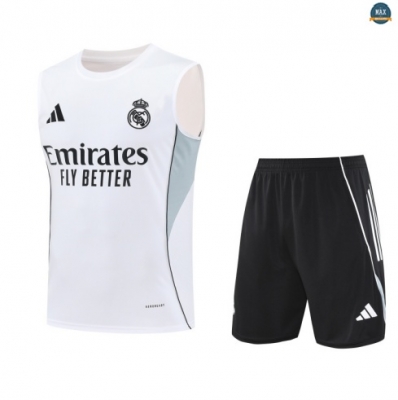 Maxmaillots Training Real Madrid Ensemble Short Débardeur 2025/26 Blanc/Vert discout
