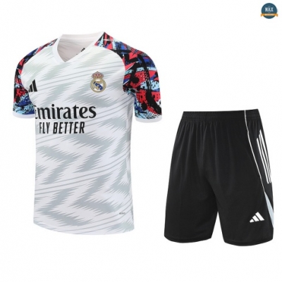 Maxmaillots Training Real Madrid + Short 2025/26 Blanc/Noir/Rouge discout