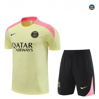 Marque Max Maillot Paris Saint Germain Enfant + Shorts 2024/25 Training jaune clair pas cher fiable