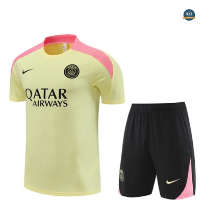 Marque Max Maillot Paris Saint Germain Enfant + Shorts 2024/25 Training jaune clair pas cher fiable