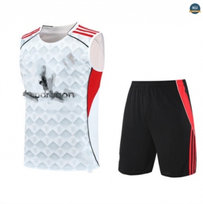 Prix Max Maillot Training Foot Manchester United Ensemble Short Débardeur 2025/26 Blanc/Noir/Rouge