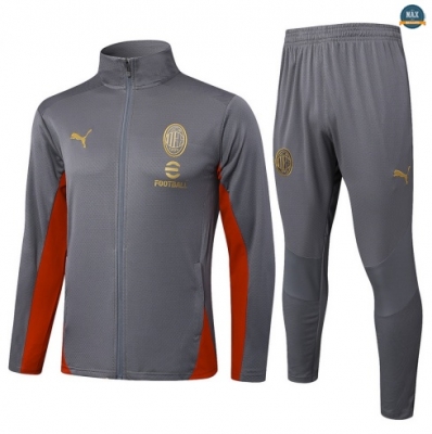 Maxmaillots Veste Survetement AC Milan 2025/26 Gris/Rouge Pas Cher