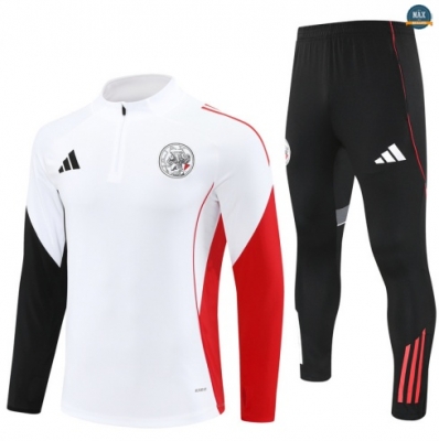 Maxmaillots Survetement Ajax 2025/26 Blanc/Noir/Rouge Pas Cher