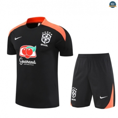 Maxmaillots Training Brésil + Short 2025/26 Noir/Orange personnalisé