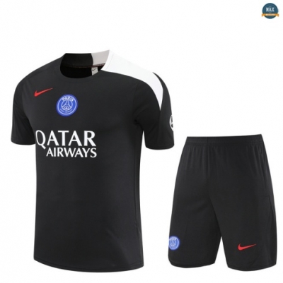 Maxmaillots Training PSG + Short 2025/26 Noir/Blanc personnalisé