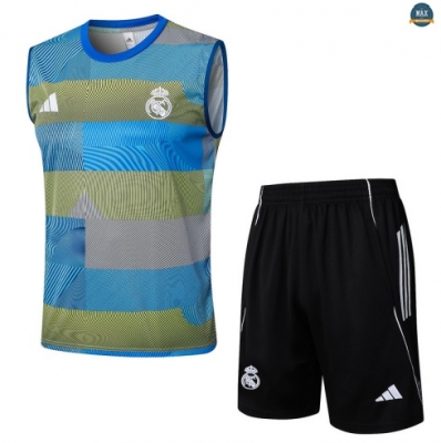 Maxmaillots Training Real Madrid Ensemble Short Débardeur 2025/26 Bleu/Vert/Noir/Blanc discout