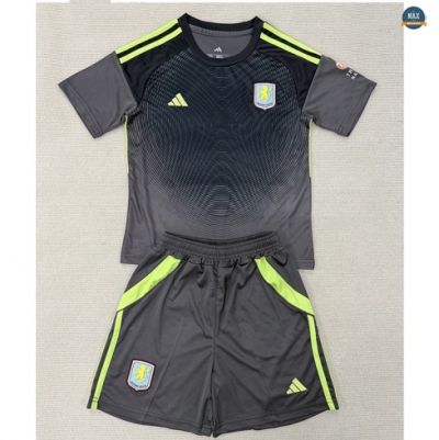 Max Maillots Aston Villa Enfant Gardien De But Gris/Noir 2025/26