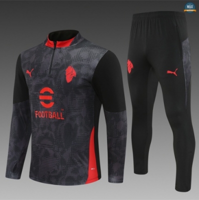 Maxmaillots Survetement Enfant AC Milan 2025/26 Noir/Rouge Pas chèr