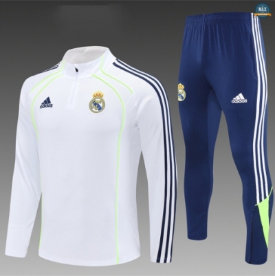 Maxmaillots Survetement Enfant Real Madrid 2025/26 Blanc/Bleu/Vert Pas Cher