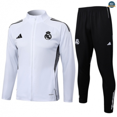 Maxmaillots Veste Survetement Real Madrid 2025/26 Blanc/Noir Pas Chere