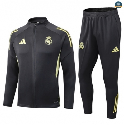 Maxmaillots Veste Survetement Real Madrid 2025/26 Gris foncé/Jaune Pas Cher
