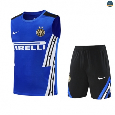 Maxmaillots Training Inter Milan Ensemble Short Débardeur 2025/26 Bleu/Noir Pas Chere