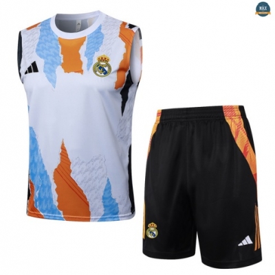 Maxmaillots Training Real Madrid Ensemble Short Débardeur 2025/26 Jaune/Blanc personnalisé