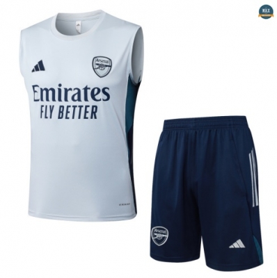 Vente Max Maillot Training Foot Arsenal Ensemble Short Débardeur 2025/26 Gris Clair/Bleu Marine