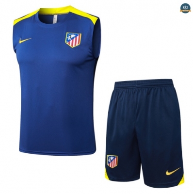 Grossiste Max Maillot Training Foot Atletico Madrid Ensemble Short Débardeur 2025/26 Bleu Marine/Jaune