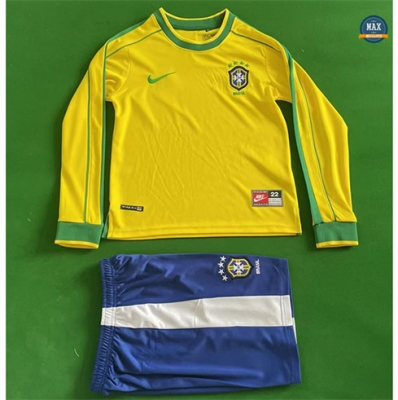 Max Maillots Retro 1998 Bresil Enfant Domicile Manche Longue