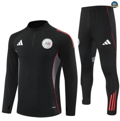 Maxmaillots Survetement Ajax 2025/26 Noir/Rouge/Blanc/Gris Pas Chere