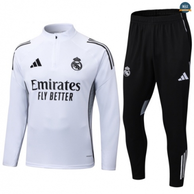 Maxmaillots Survetement Enfant Real Madrid 2025/26 Blanc/Noir discout