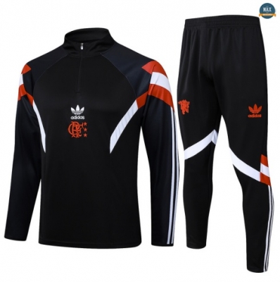 Maxmaillots Survetement Flamengo 2025/26 Noir/Blanc/Orange Pas Chere