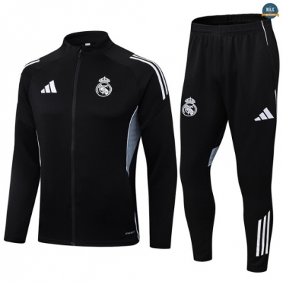 Maxmaillots Veste Survetement Real Madrid 2025/26 Noir/Blanc Pas chèr
