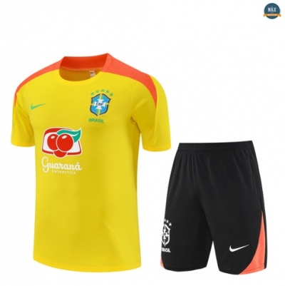 Maxmaillots Training Brésil + Short 2025/26 Jaune/Noir/Orange Pas Cher