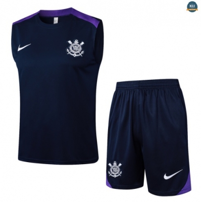 Maxmaillots Training Corinthiens Ensemble Short Débardeur 2025/26 Bleu Marine/Violet personnalisé