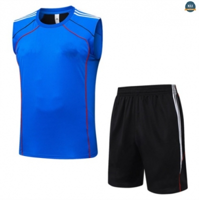 Maxmaillots Training Manchester United Ensemble Short Débardeur 2025/26 Bleu/Noir/Blanc Pas Chere