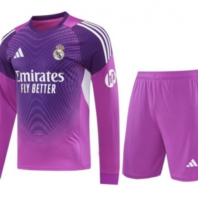 Mode‎ Max Maillots Training Foot gardien de but Real Madrid Manche Longue + Short 2025/26 Violet/Blanc