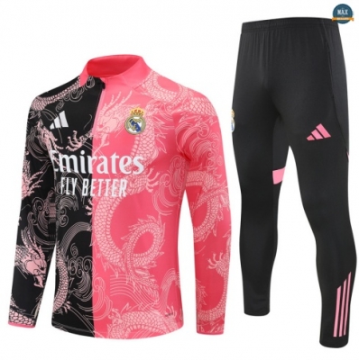 Maxmaillots Survetement Enfant Real Madrid 2025/26 Noir/Rose Pas Chere