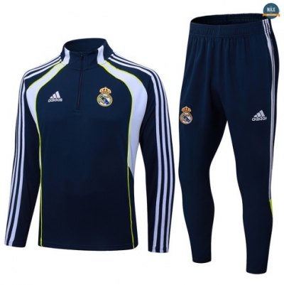 Maxmaillots Survetement Enfant Real Madrid 2025/26 Bleu Marine/Blanc Pas Cher