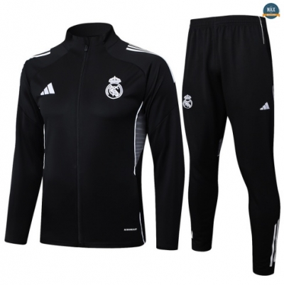 Maxmaillots Veste Survetement Real Madrid 2025/26 Noir/Blanc Pas Cher