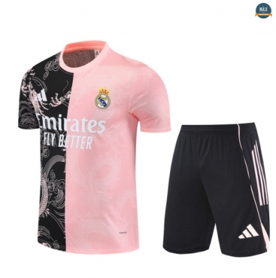 Maxmaillots Training Real Madrid + Short 2025/26 Noir/Rose Pas Cher
