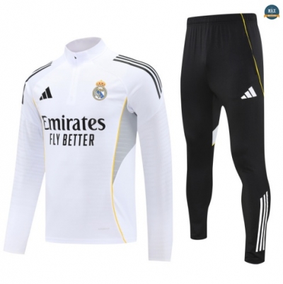 Grossiste Max Survetement Real Madrid 2025/26 Blanc/Noir/Gris/Jaune