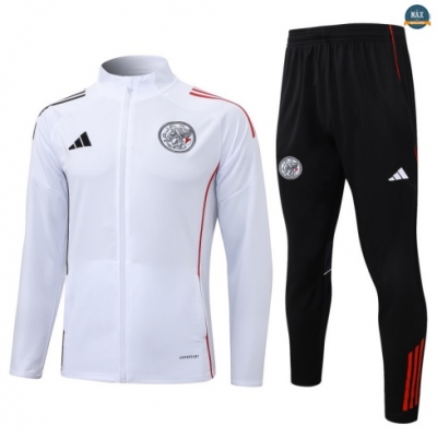 Maxmaillots Veste Survetement Ajax 2025/26 Blanc/Rouge Pas chèr