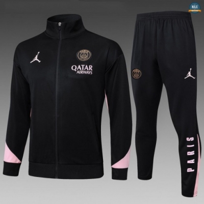 Maxmaillots Veste Survetement Enfant PSG 2025/26 Noir/Rose Pas chèr