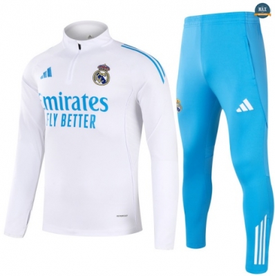 Maxmaillots Survetement Enfant Real Madrid 2025/26 Blanc/Bleu personnalisé