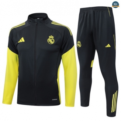 Maxmaillots Veste Survetement Enfant Real Madrid 2025/26 Gris foncé/Jaune personnalisé