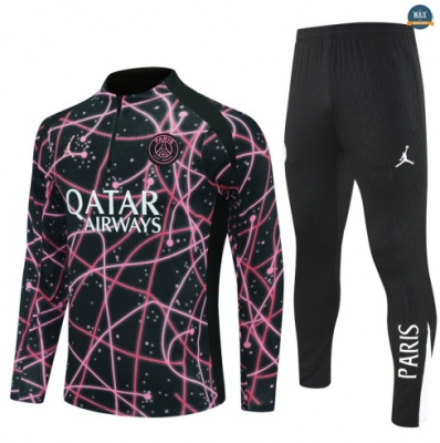 Maxmaillots Survetement PSG 2025/26 Noir/Rose Pas Cher