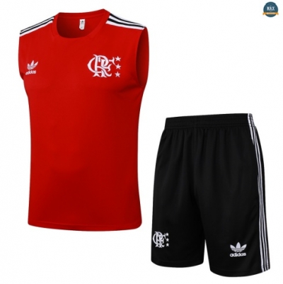 Maxmaillots Training Flamengo Ensemble Short Débardeur 2025/26 Rouge/Noir/Blanc Pas chèr