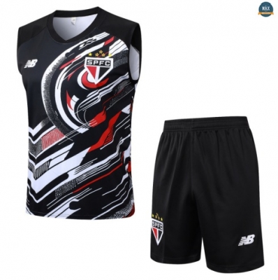 Maxmaillots Training Sao Paulo Ensemble Short Débardeur 2025/26 Noir personnalisé